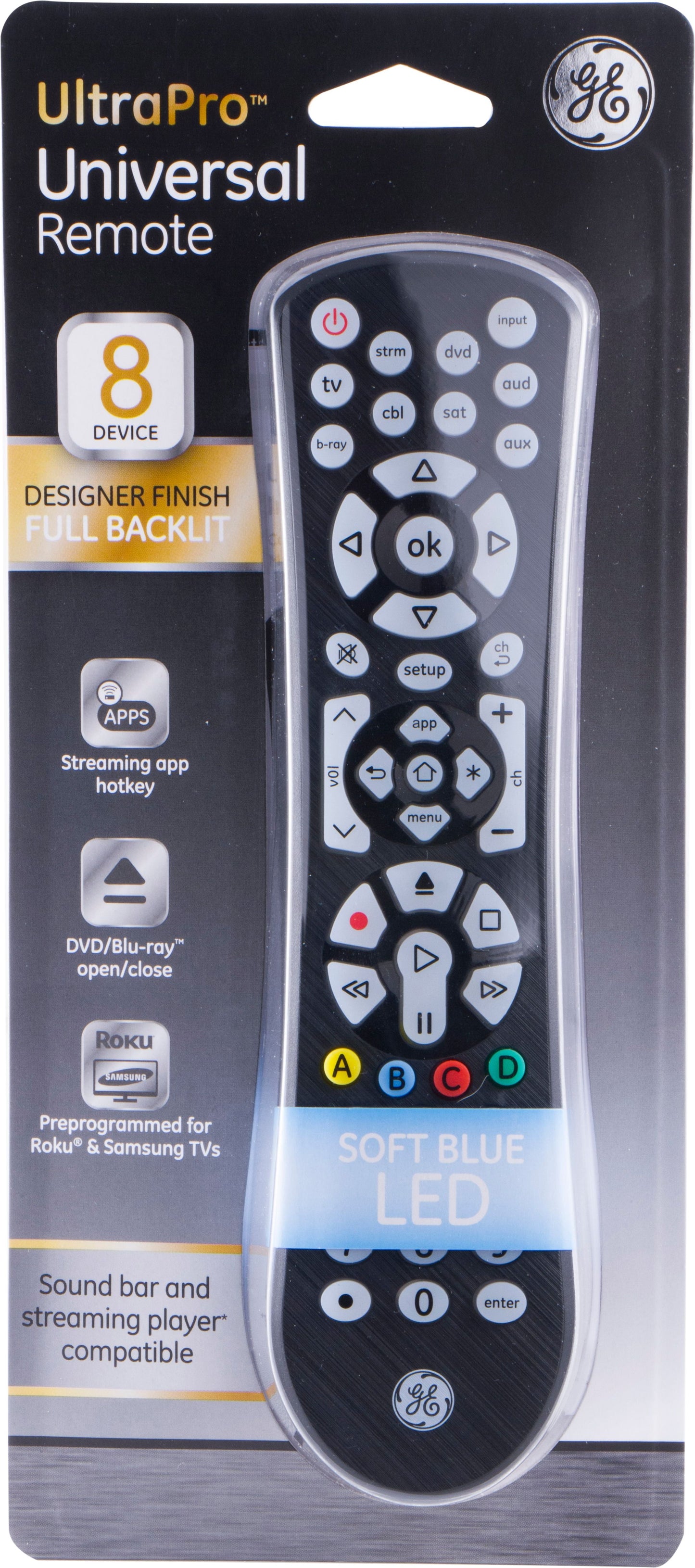 8-Device Backlit Universal TV Remote Control in Black, 41567
