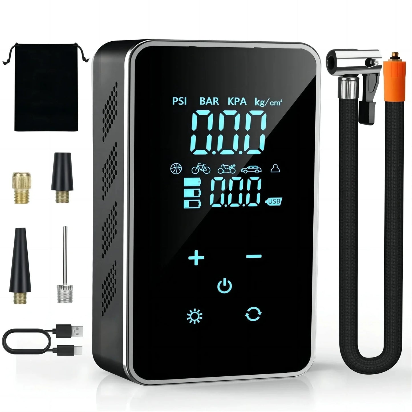 Tire Inflator Portable Air Compressor-18000Mah-Portable Air Pump-150 PSI Tire Pump with Touch Screen/Gauge/Light for Car, Motorcycle, Bike, Ball