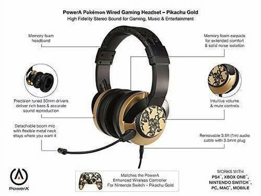 Wired Gaming Headset - Pokemon Pikachu Gold - Pokemon